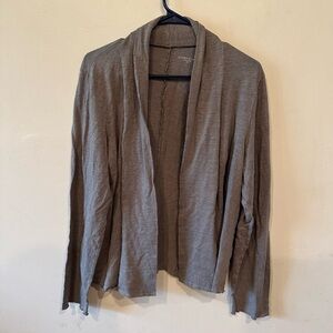 Eileen Fisher linen gray open front cardigan XL